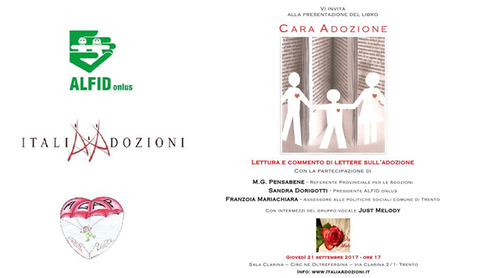 "Cara Adozione", presentazione giovedì 21 settembre a Trento